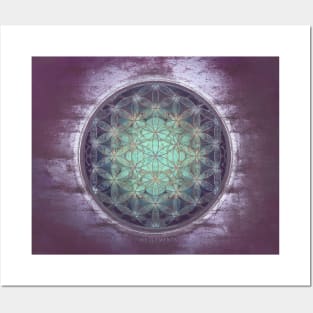 flower of life  purple aqua Posters and Art